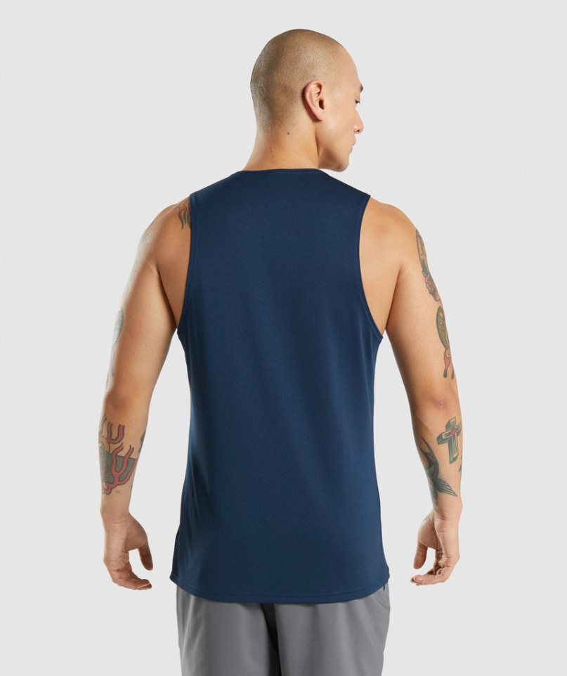 Men's Gymshark Arrival Tanks Navy | CA 57N861